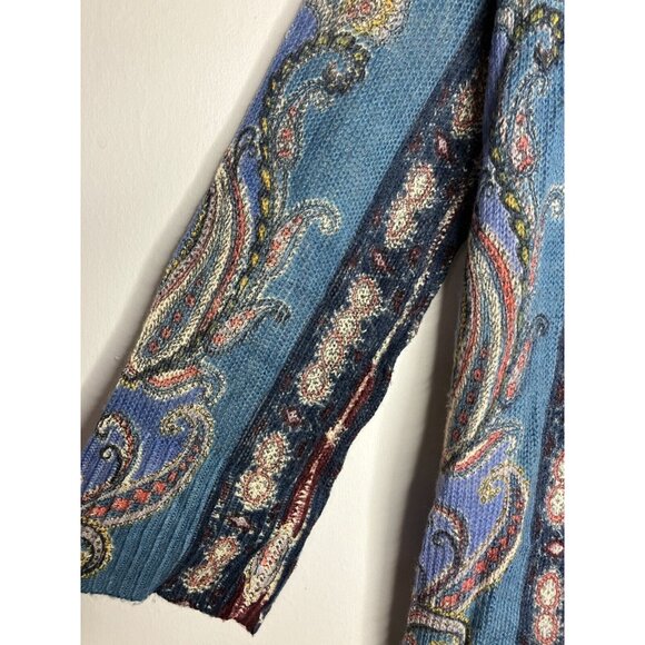 Chico's Women's SP Small Petite Open Front Multicolor Paisley Boho Sweater - Picture 2 of 8